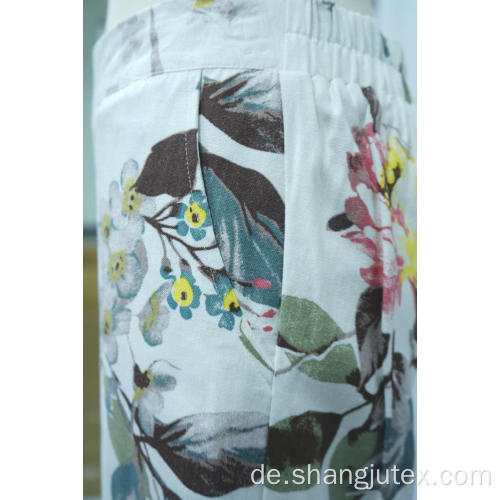 Damen klebrige Leinen Casual Hosen mit Seitentasche